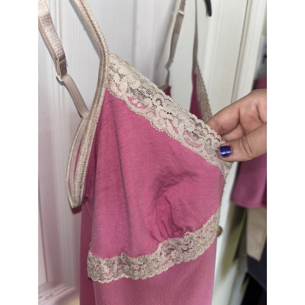 Y2K Victoria’s Secret Pink Lace Trim Babydoll Cami Coquette M Fairy Stretch - Picture 5 of 9